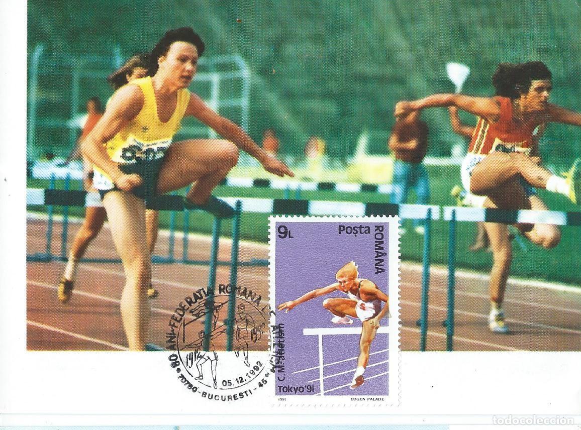 Sellos: 1992. RUMANIA/ROMANIA. M&Aacute;XIMA/MAXIMUM CARD. ATLETISMO/ATHLETICS. VALLAS. YT 3964. DEPORTES/SPORTS.