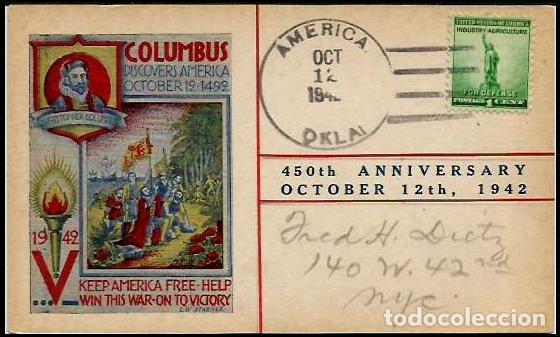Sellos: USA 1942 TP COLON 450 ANIVERSARIO