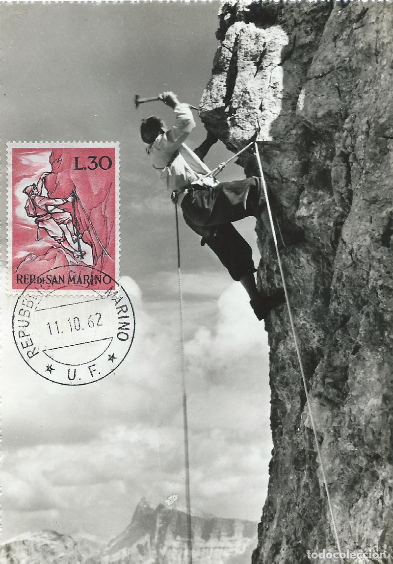 Sellos: 1962. SAN MARINO. M&Aacute;XIMA/MAXIMUM CARD. ALPINISMO/MOUNTAINEERING. YVERT 558. DEPORTES/SPORTS.