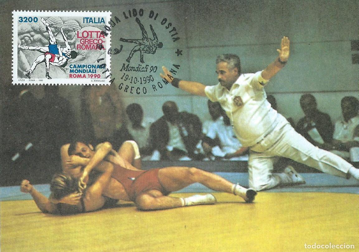 Sellos: 1990. ITALIA/ITALY. M&Aacute;XIMA/MAXIMUM CARD. LUCHA/WRESTLING. YVERT 1892. DEPORTES/SPORTS.