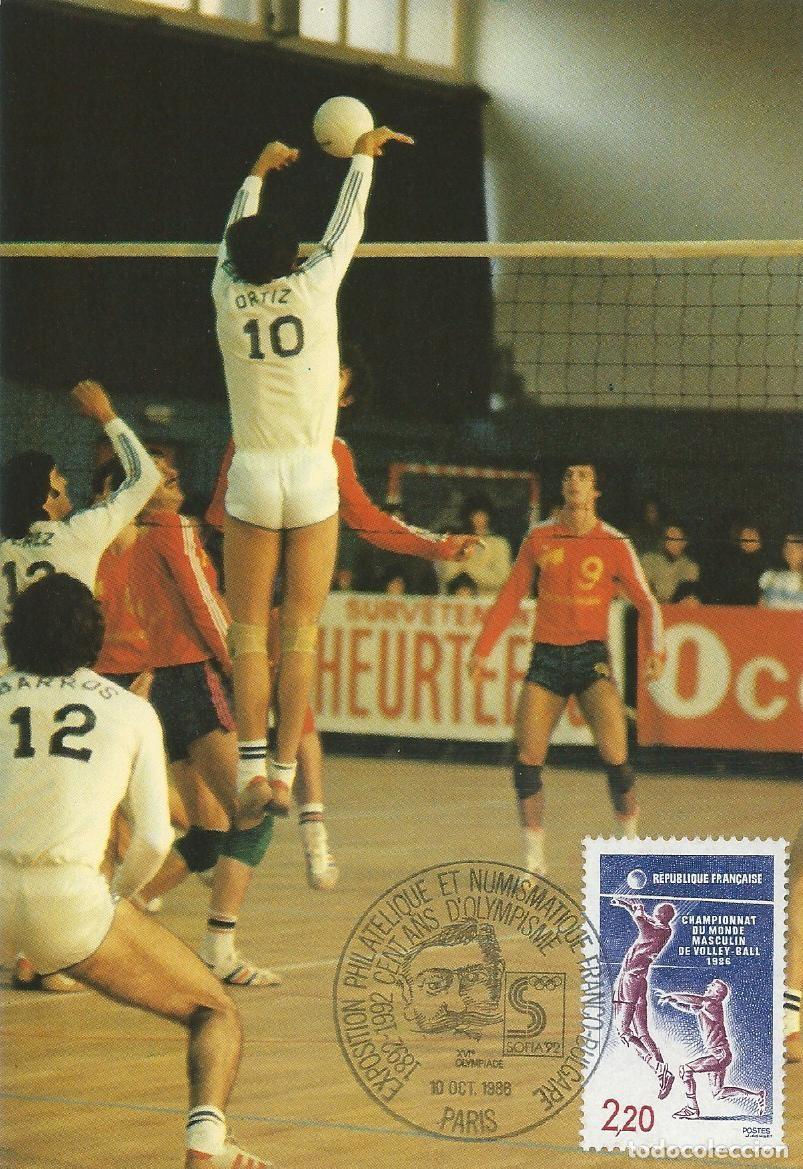 Sellos: 1986. FRANCIA/FRANCE. M&Aacute;XIMA/MAXIMUM CARD. VOLEIBOL/VOLLEYBALL. YVERT 2420. DEPORTES/SPORTS.