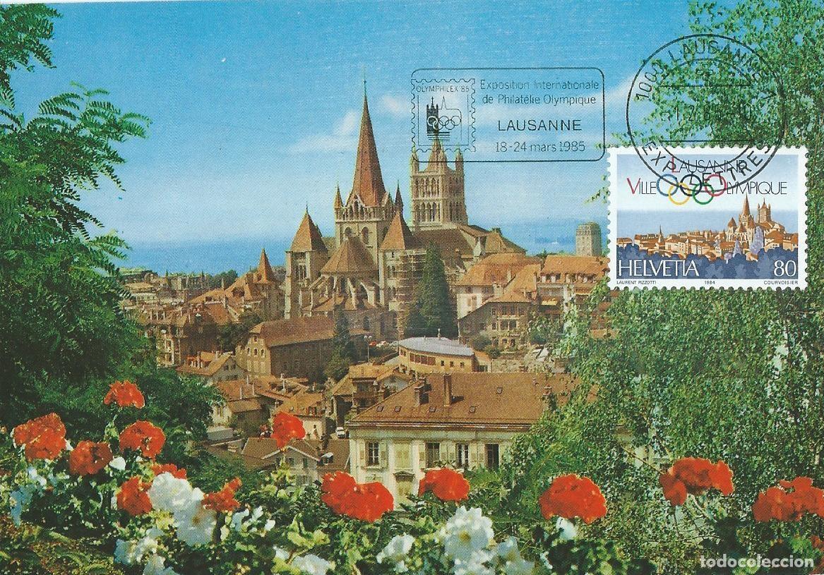 Sellos: 1985. SUIZA/SWITZERLAND. M&Aacute;XIMA/MAXIMUM CARD. LAUSANNE. YT 1198. DEPORTES/SPORTS/TURISMO.
