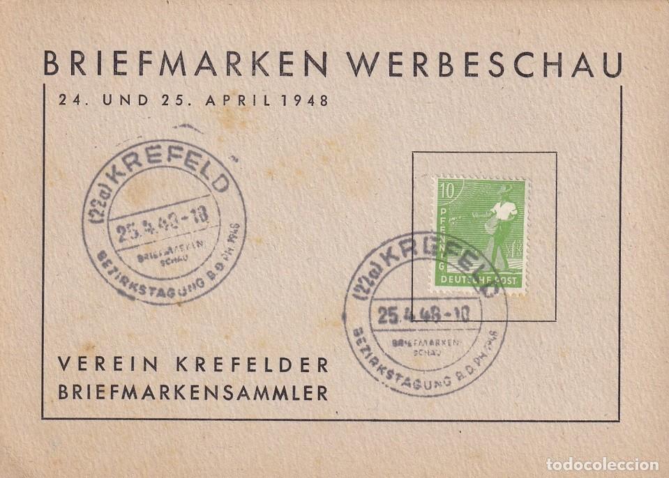 Sellos: Tarjeta 1948 Alemania bajo ocupaci&oacute;n aliada (Zona Brit&aacute;nica / Bizona) - Muestra Publicitaria sellos