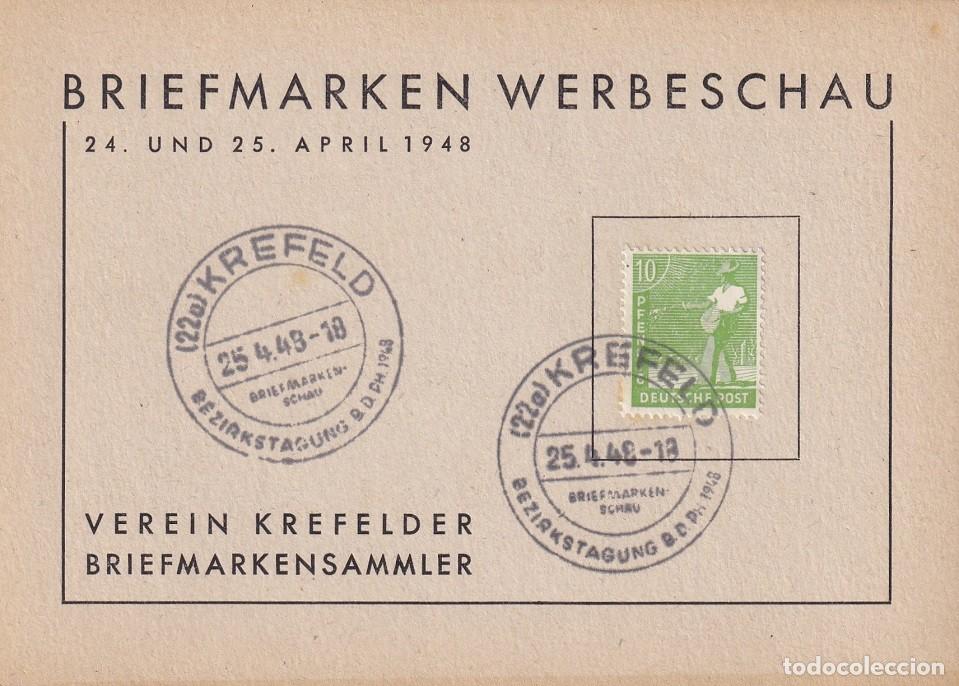 Sellos: Tarjeta 1948 Alemania bajo ocupaci&oacute;n aliada (Zona Brit&aacute;nica / Bizona) - Muestra Publicitaria sellos