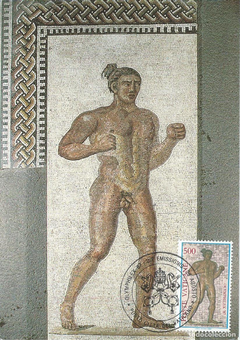 Sellos: 1987. VATICANO/VATICAN. M&Aacute;XIMA/MAXIMUM CARD. ATLETA/ATHLETE. YT 812. DEPORTES. ARQUEOLOG&Iacute;A. ARTE.