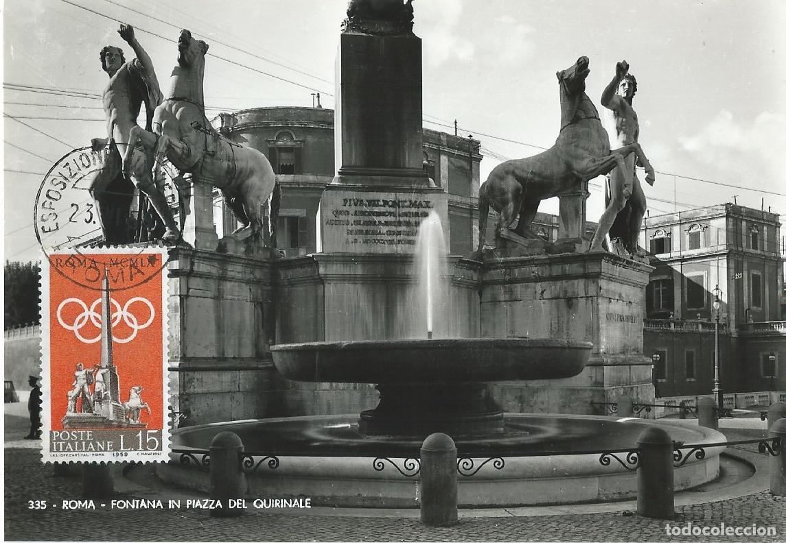 Sellos: 1959. ITALIA/ITALY. M&Aacute;XIMA/MAXIMUM CARD. JJ.OO ROMA. PLAZA QUIRINALE. YT 788. DEPORTES/SPORTS.