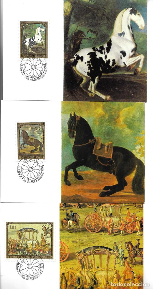 Sellos: &rdquo;Tarjetas M.aximas de Liechtenstein. Gemalde&rdquo; Lote de 3 postales emitidas el 7 Dec, 1978
