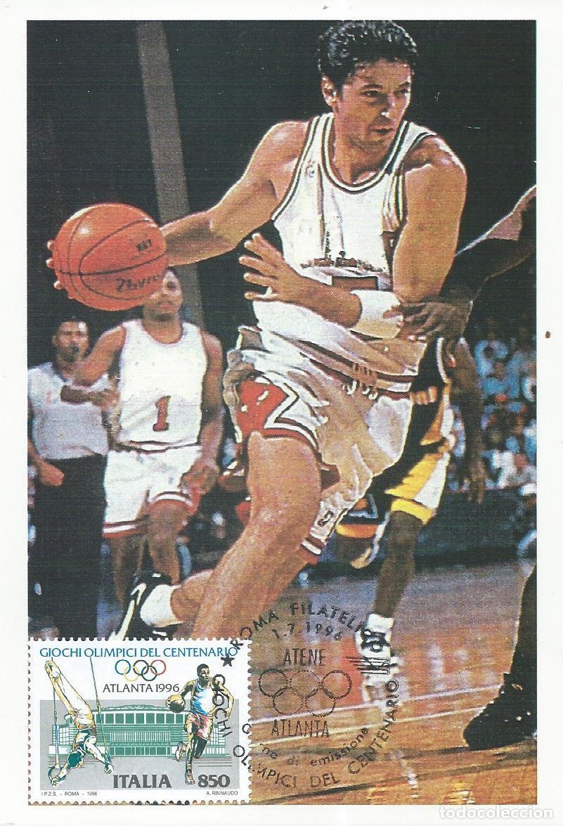Sellos: 1996. ITALIA/ITALY. M&Aacute;XIMA/MAXIMUM CARD. BALONCESTO. JJ.OO. ATLANTA. YT 2180. DEPORTES/SPORTS.