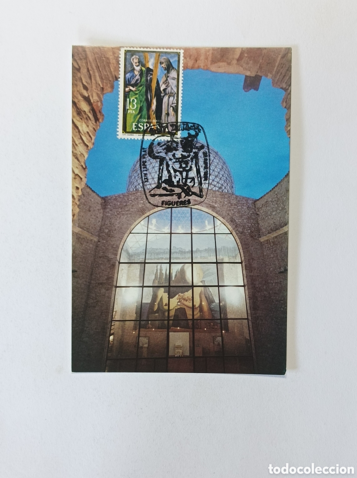 Sellos: SALVADOR DALI. 1980. POSTAL SIN CIRCULAR. CON MATASELLOS. SOBRE.