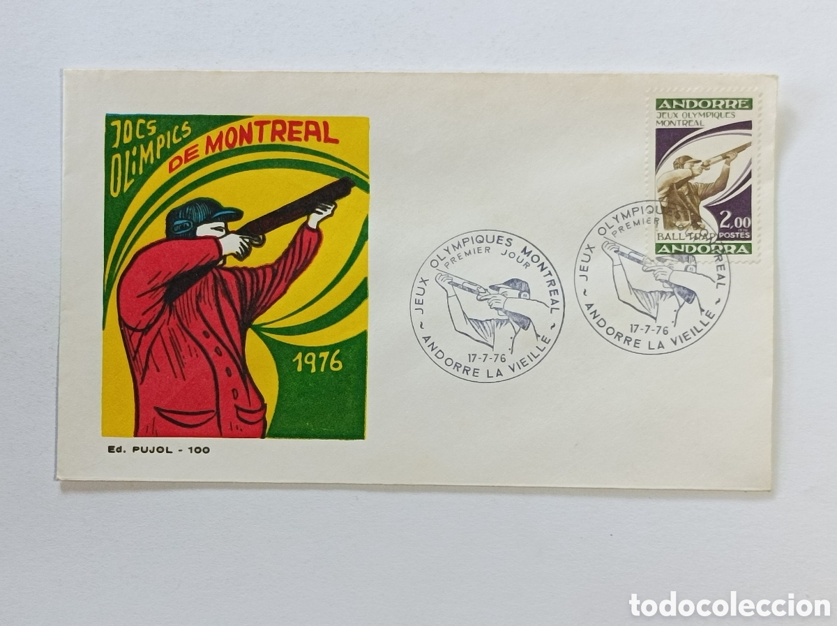 Sellos: JJOO MONTREAL. 1976. ANDORRA. SOBRE PRIMER D&Iacute;A.
