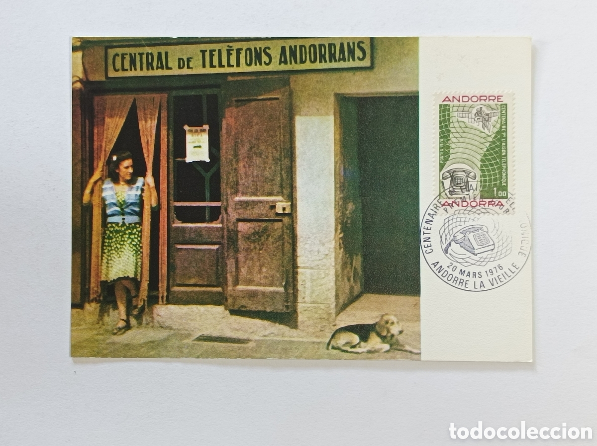 Sellos: CENTENARIO TELEFONOS ANDORRANOS. SOBRE PRIMER D&Iacute;A. POSTAL.