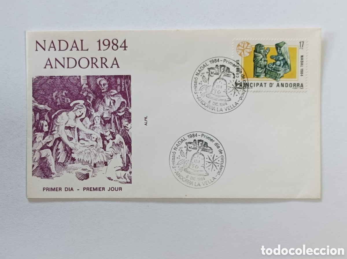 Sellos: ANDORRA. NADAL 1984. SOBRE PRIMER D&Iacute;A.