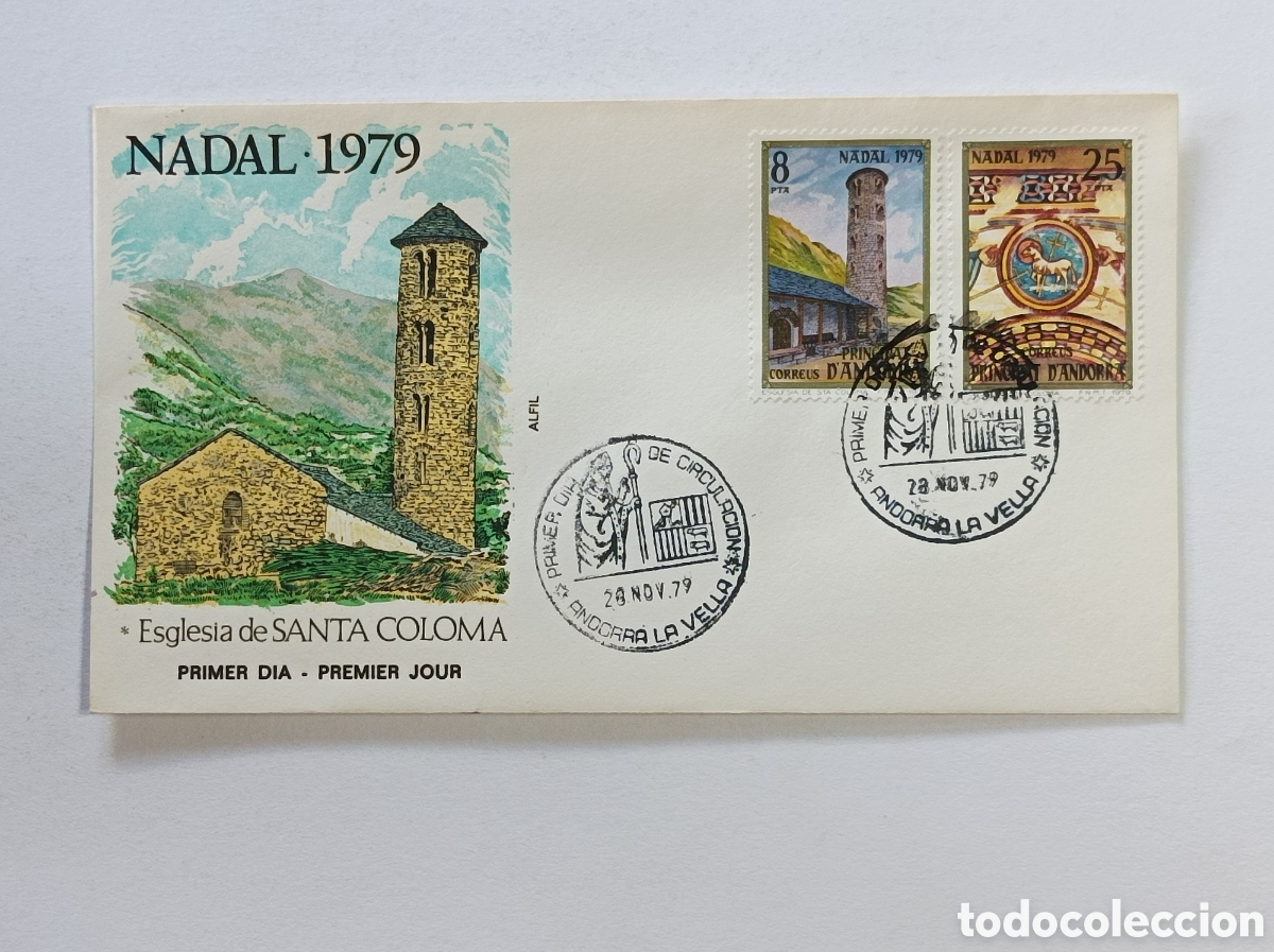 Sellos: ANDORRA. NADAL 1979. SOBRE PRIMER D&Iacute;A.