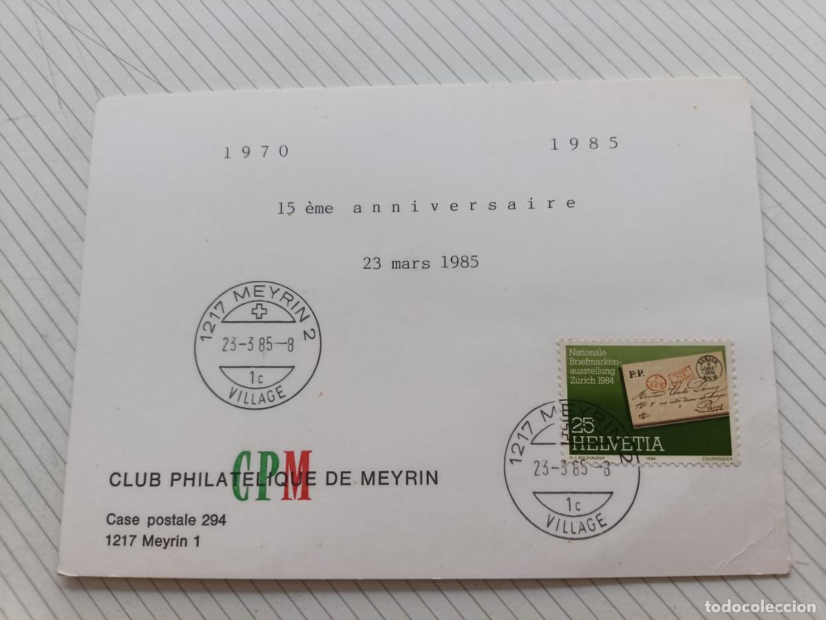 Sellos: Suiza. Tarjeta circulada, Meyrin - Foto 1