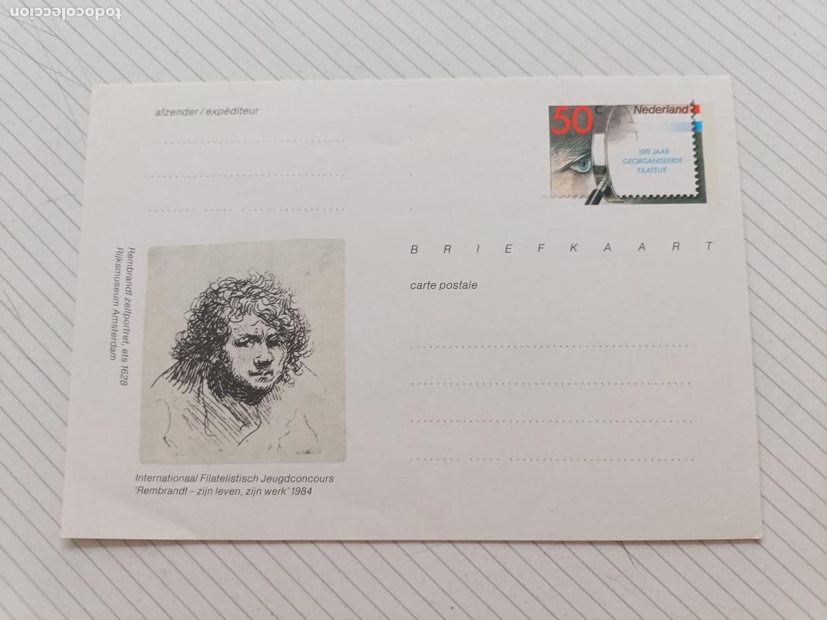 Sellos: Holanda, Rembrandt. Entero postal