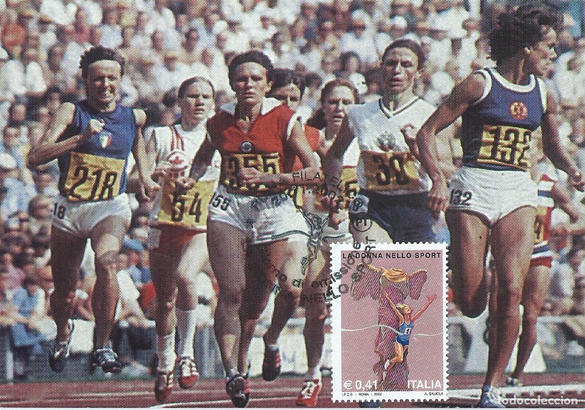 Sellos: 2002. ITALIA/ITALY. M&Aacute;XIMA/MAXIMUM CARD. ATLETISMO/ATHLETICS. YT 2616. MUJER Y DEPORTE/SPORTS.