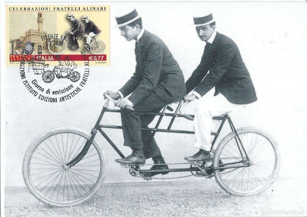 Sellos: 2003. ITALIA/ITALY. M&Aacute;XIMA/MAXIMUM CARD. HERMANOS ALINARI. YT 2623. FOTOGRAF&Iacute;A. ARTE. BICICLETA.