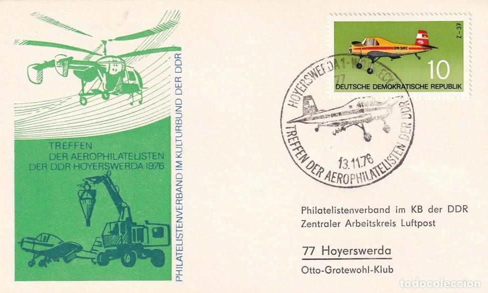Sellos: Tarjeta Aerofilatelia DDR 1976 - Reuni&oacute;n de Aerofilatelistas de la RDA en Hoyerswerda - Z-37 (DM-SMC