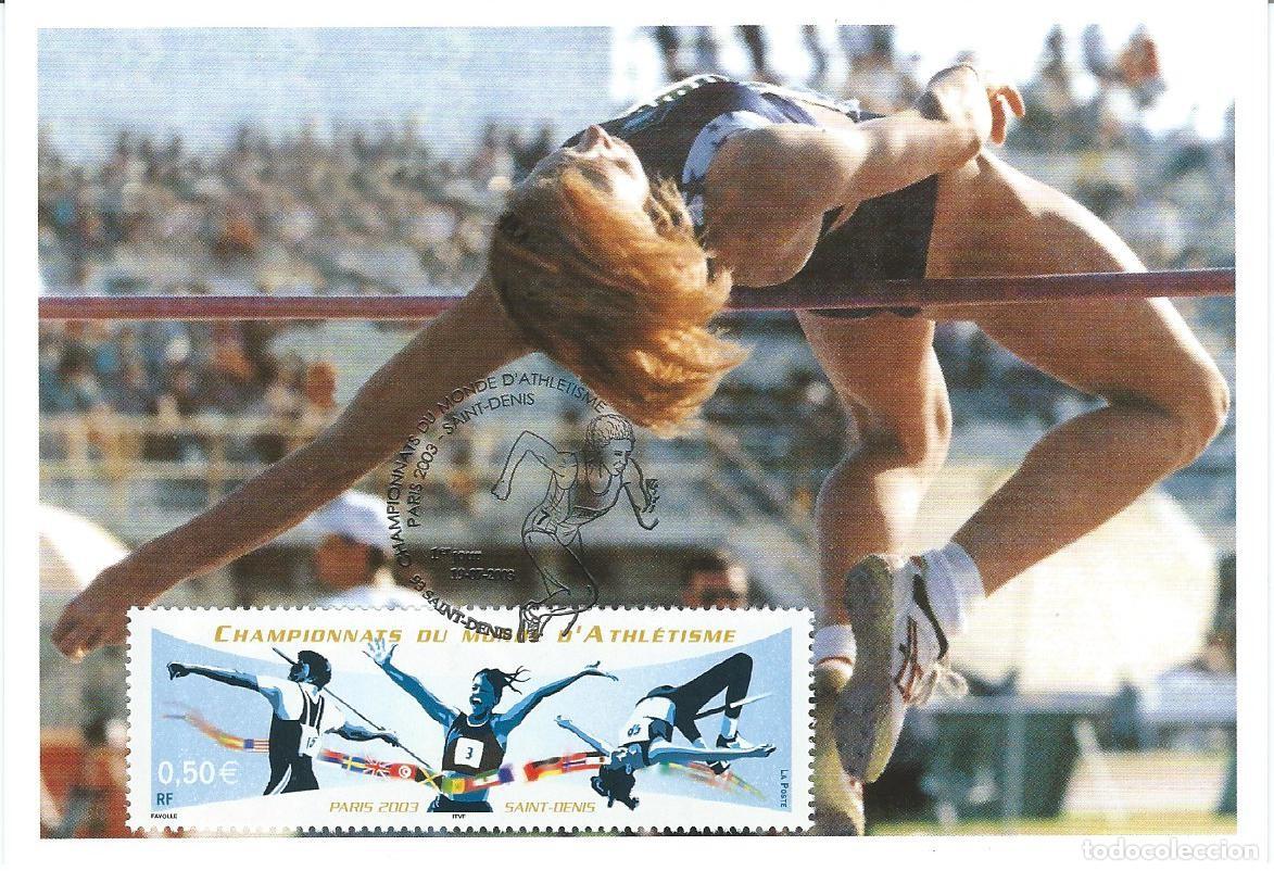 Sellos: 2003. FRANCIA/FRANCE. M&Aacute;XIMA/MAXIMUM CARD. ATLETISMO. SALTO DE ALTURA. YT 3587. DEPORTES/SPORTS.