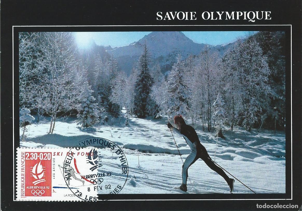 Sellos: 1992. FRANCIA/FRANCE. M&Aacute;XIMA/MAXIMUM CARD. ESQU&Iacute; DE FONDO. ALBERTVILLE'92. YT 2678. DEPORTES/SPORTS.