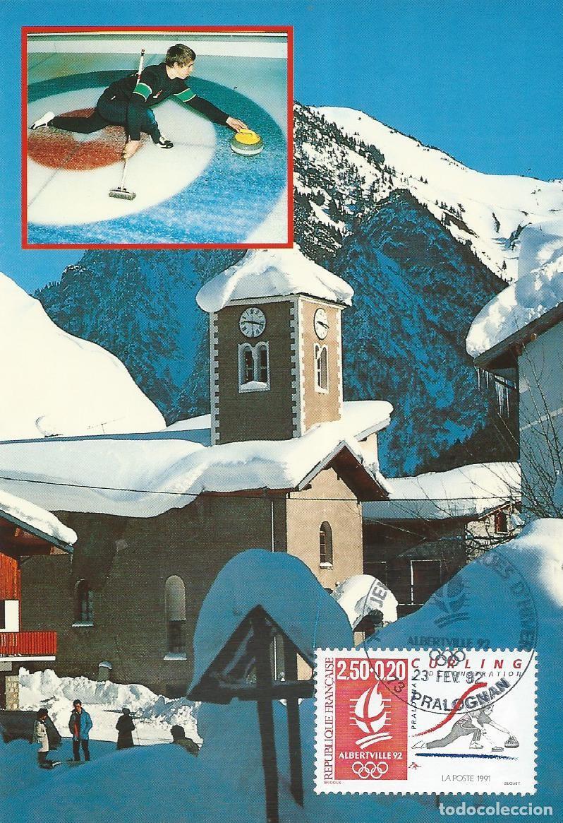 Sellos: 1992. FRANCIA/FRANCE. M&Aacute;XIMA/MAXIMUM CARD. CURLING. JJ.OO. ALBERTVILLE'92. YT 2680. DEPORTES/SPORTS.