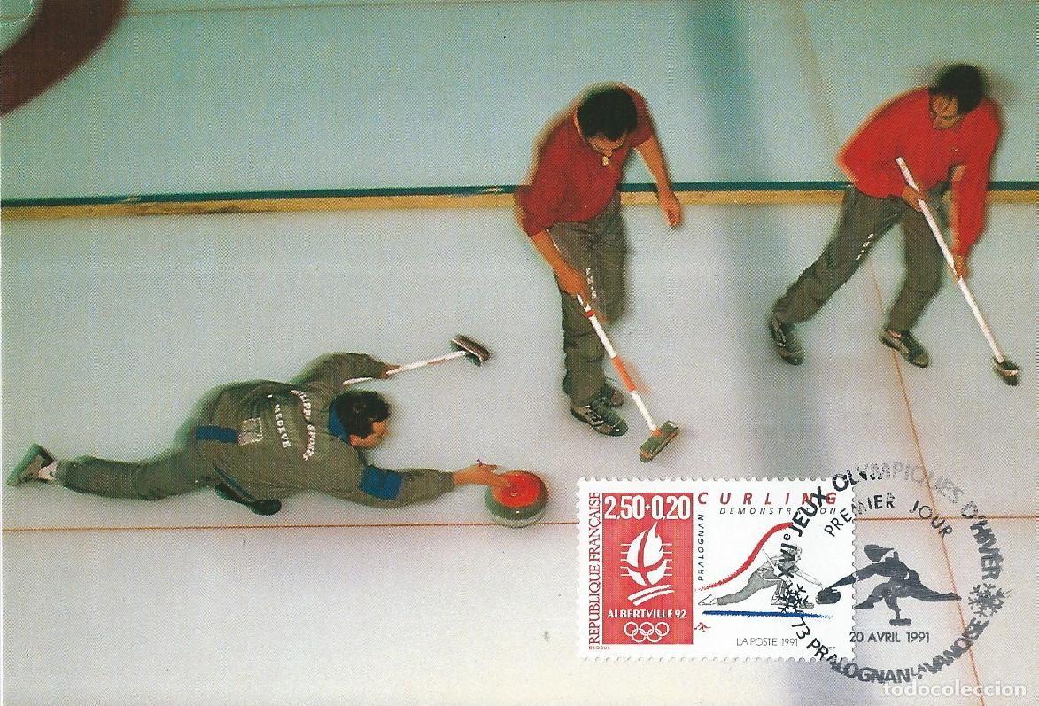 Sellos: 1991. FRANCIA/FRANCE. M&Aacute;XIMA/MAXIMUM CARD. CURLING. JJ.OO. ALBERTVILLE'92. YT 2680. DEPORTES/SPORTS.