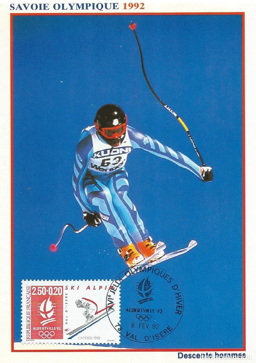 Sellos: 1992. FRANCIA/FRANCE. M&Aacute;XIMA/MAXIMUM CARD. ESQU&Iacute;/SKIING. ALBERTVILLE'92. YT 2710. DEPORTES/SPORTS.