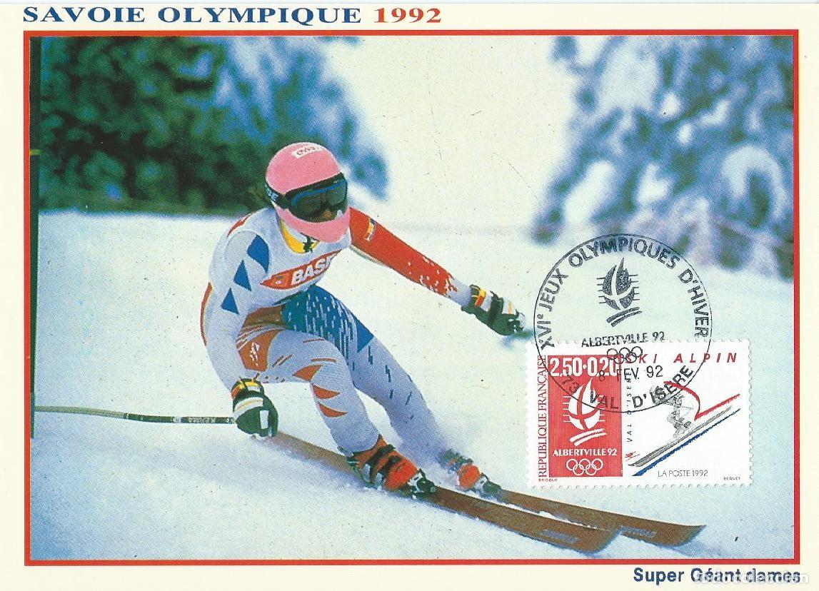 Sellos: 1992. FRANCIA/FRANCE. M&Aacute;XIMA/MAXIMUM CARD. ESQU&Iacute;/SKIING. ALBERTVILLE'92. YT 2710. DEPORTES/SPORTS.