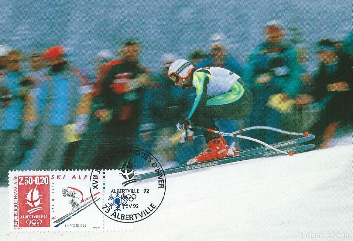 Sellos: 1992. FRANCIA/FRANCE. M&Aacute;XIMA/MAXIMUM CARD. ESQU&Iacute;/SKIING. ALBERTVILLE'92. YT 2710. DEPORTES/SPORTS.