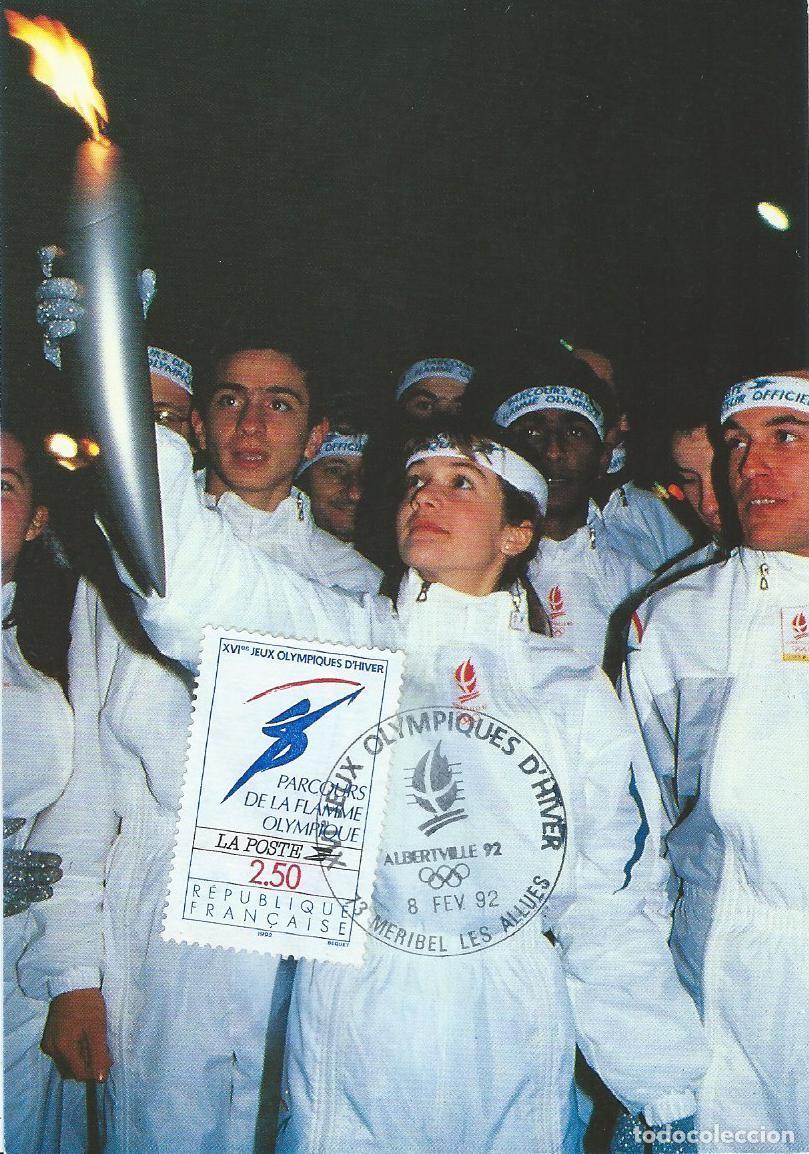 Sellos: 1992. FRANCIA/FRANCE. M&Aacute;XIMA/MAXIMUM CARD. ANTORCHA OLIMP. ALBERTVILLE'92. YT 2732. DEPORTES/SPORTS.