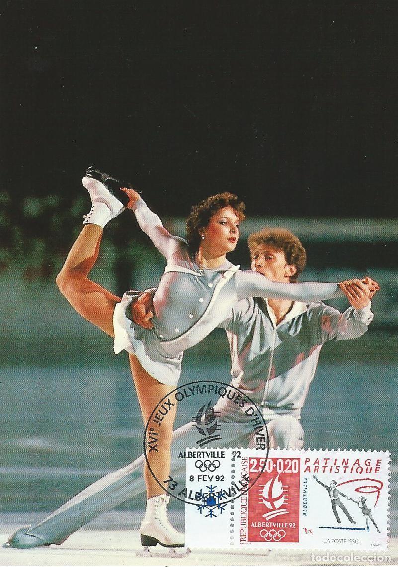 Sellos: 1992. FRANCIA/FRANCE. M&Aacute;XIMA/MAXIMUM CARD. PATINAJE ART. ALBERTVILLE'92. YT 2737. DEPORTES/SPORTS.