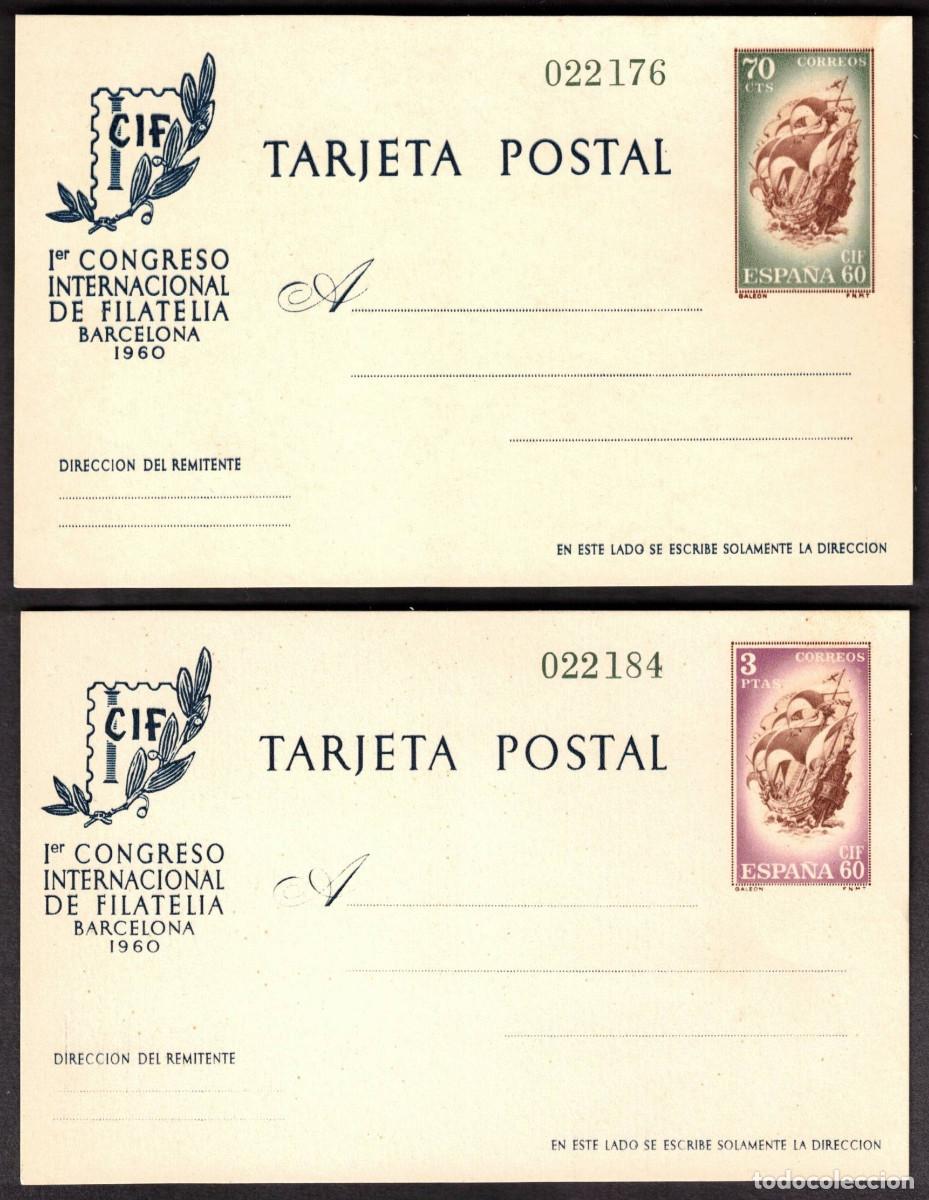 Sellos: ESPA&Ntilde;A TARJETAS POSTALES 88/89 CONGRESO INTERNACIONAL FILATELIA 1960