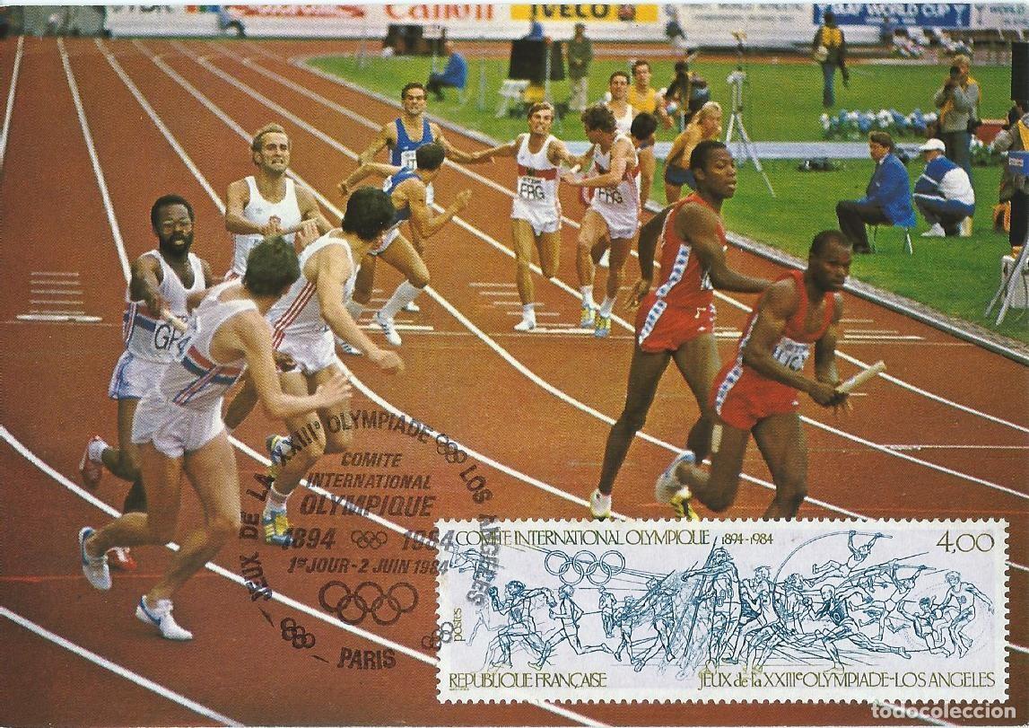 Sellos: 1984. FRANCIA/FRANCE. M&Aacute;XIMA/MAXIMUM CARD. ATLETISMO/ATHLETICS. CARRERAS. YT 2314. DEPORTES/SPORTS.