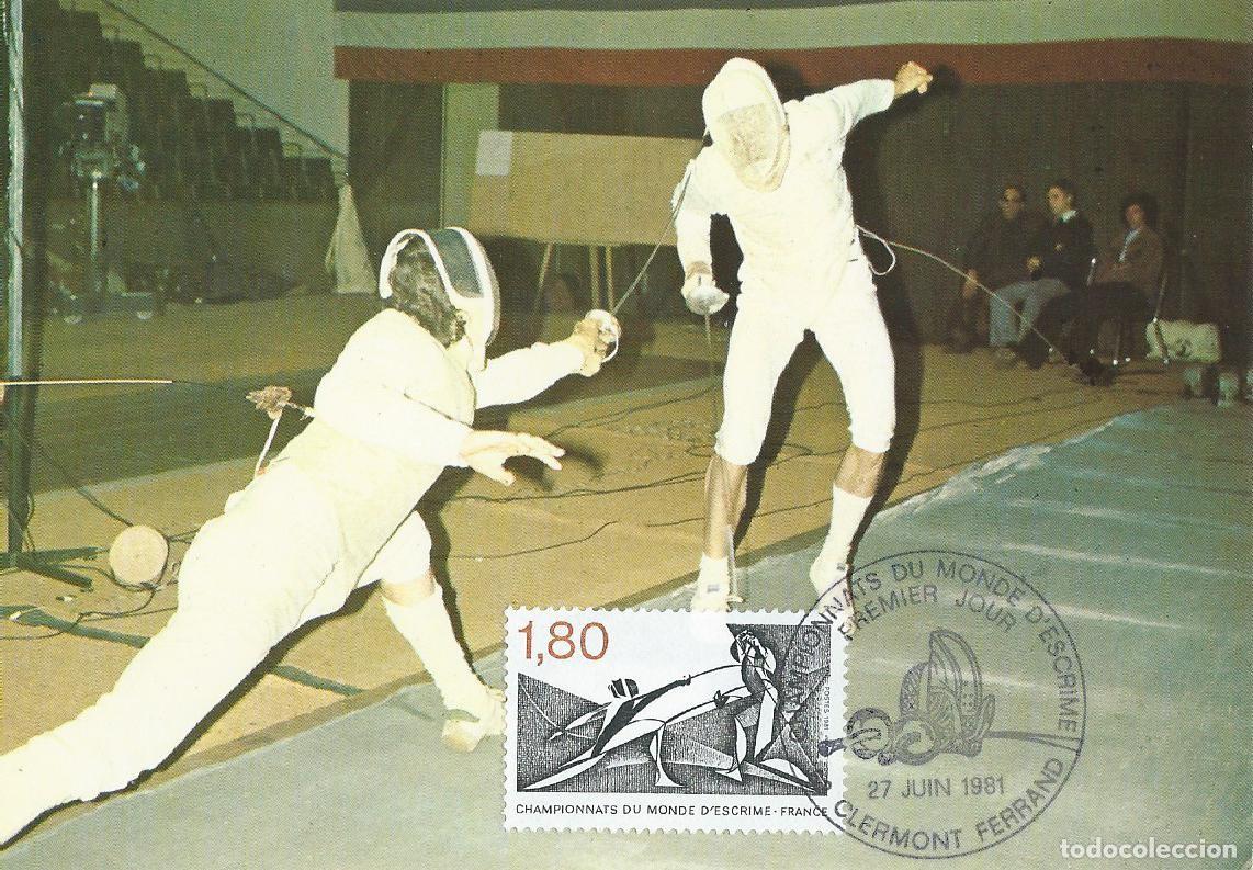 Sellos: 1981. FRANCIA/FRANCE. M&Aacute;XIMA/MAXIMUM CARD. ESGRIMA/FENCING. YVERT 2147. DEPORTES/SPORTS.