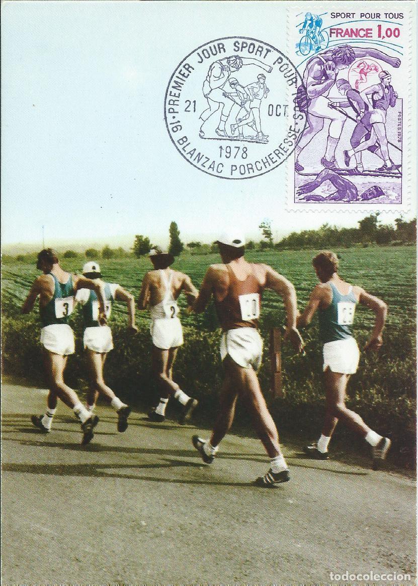 Sellos: 1978. FRANCIA/FRANCE. M&Aacute;XIMA/MAXIMUM CARD. ATLETISMO/ATHLETICS. MARCHA. YVERT 2020. DEPORTES/SPORTS.