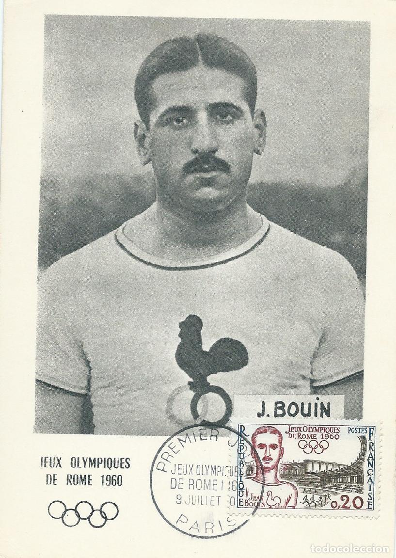 Sellos: 1960. FRANCIA/FRANCE. M&Aacute;XIMA/MAXIMUM CARD. JEAN BOUIN. JJ.OO. ROMA. YT 1265. DEPORTES/SPORTS.