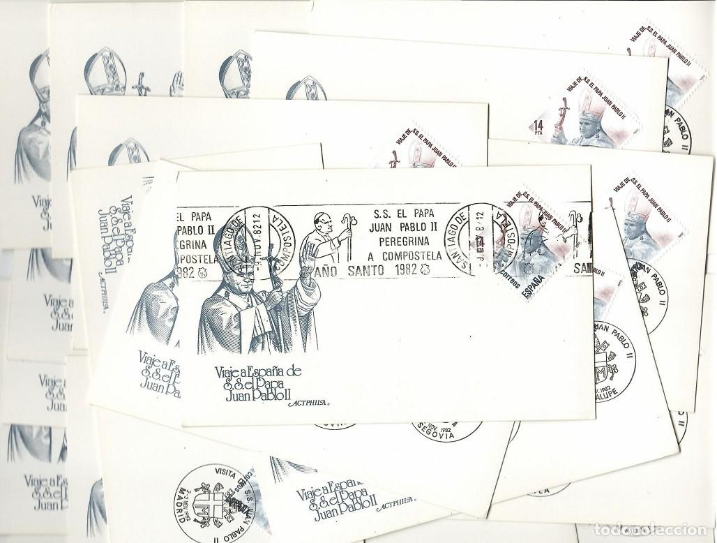 Sellos: Viaje Juan Pablo II a Espa&ntilde;a 1982 - Lote 22 Tarjetas con Matasellos conmemorativos / Marcofilia
