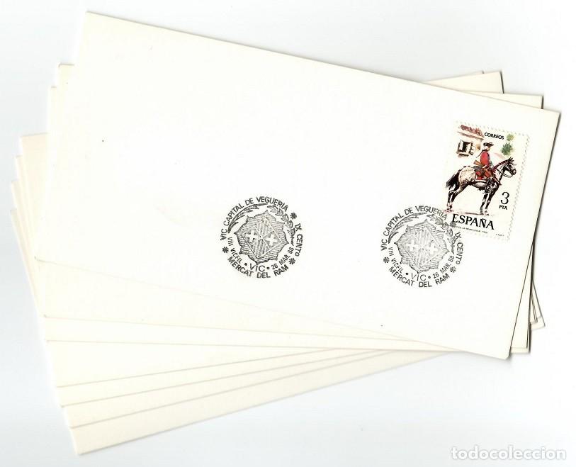 Timbres: 7 Tarjetas VIII Vicfil 1988 / Vic capital de Vegueria - IX Cent&ordm; Mercat del Ram / Lote muy comercial