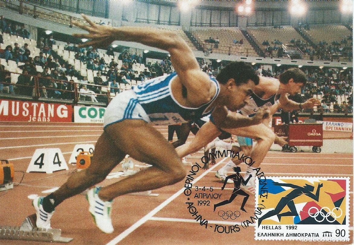 Sellos: 1992. GRECIA/GREECE. M&Aacute;XIMA/MAXIMUM CARD. JJ. OO. BARCELONA. OLYMPIC GAMES.YT 1781. DEPORTES/SPORTS.