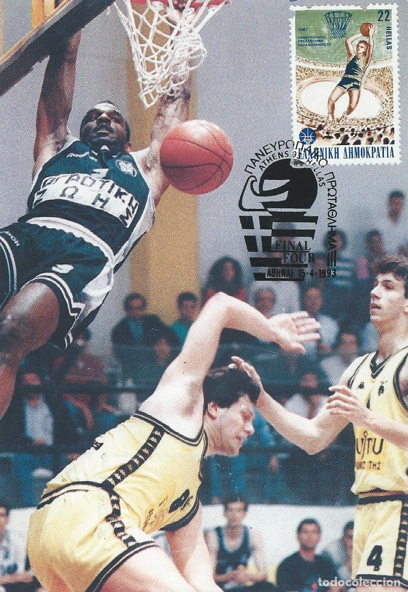Francobolli: 1993. GRECIA/GREECE. M&Aacute;XIMA/MAXIMUM CARD. BALONCESTO/BASKETBALL. YVERT 1629. DEPORTES/SPORTS.