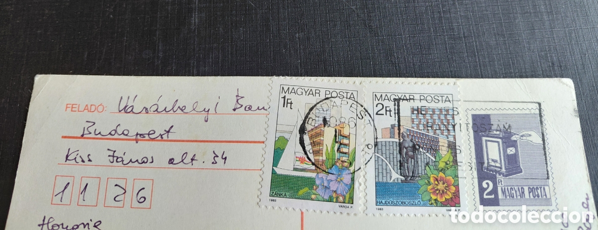 Sellos: Targeta postal Hungria 1986, con 3 sellos.Circulada - Foto 3