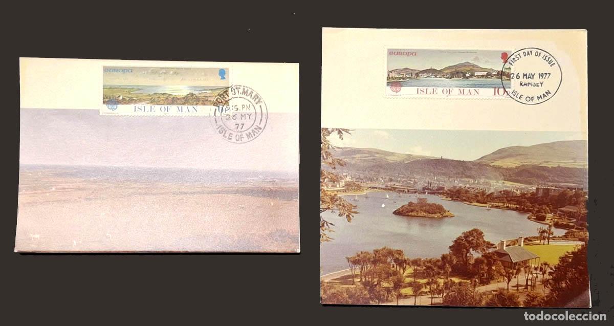 Briefmarken: 1977 Isla de Man - 2 tarjetas postales con sellos