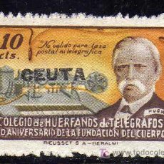 Sellos: BONITO SELLO - COLEGIO HUERFANOS DE TELEGRAFOS - 90 ANIVERSARIO - CEUTA - 10 CTS.