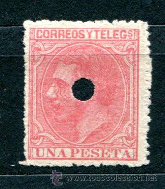 Sellos: Edifil 207. Taladrado de tel&eacute;grafos. - Foto 1
