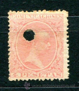 Sellos: Edifil 227. Taladrado de tel&eacute;grafos. - Foto 1