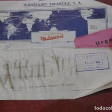 Sellos: CABLEGRAMA VIA IMPERIAL . TRANSRADIO ESPAÑOLA SA 1963 TELEGRAMA. Lote 194690968