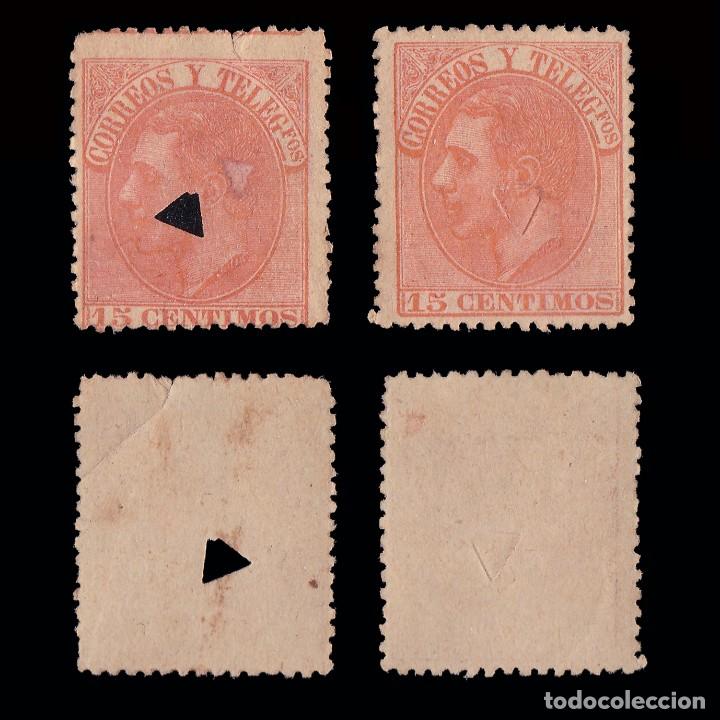 Sellos: Tel&eacute;grafos.1882.15c.2 Taladro Triangular.Edifil.210T - Foto 1