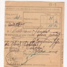 Sellos: GIRO POSTAL - AÑO 1923 - CAÑETE (CUENCA). Lote 301384868