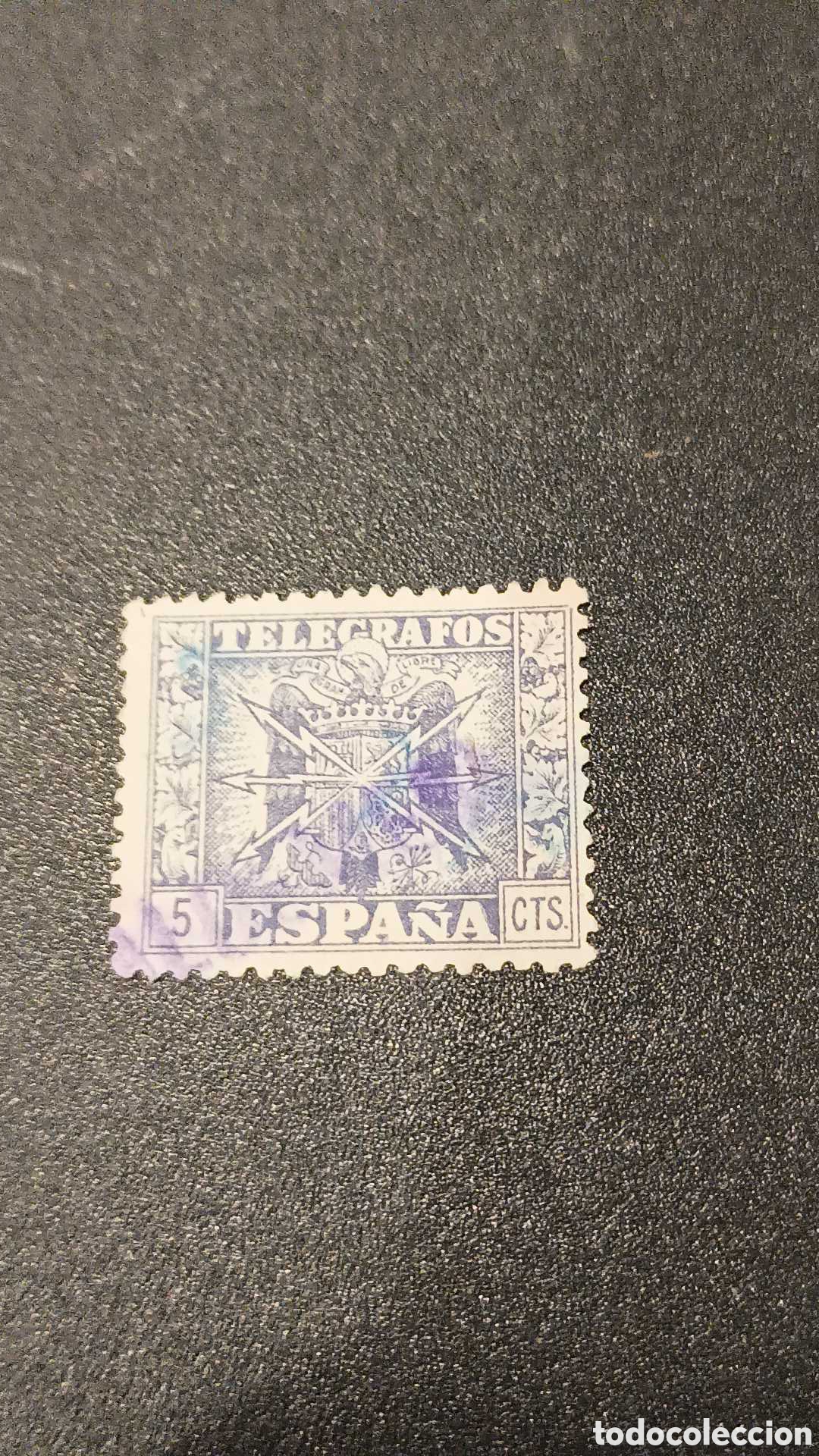 Sellos: Tel&eacute;grafos 5 cts - Foto 2