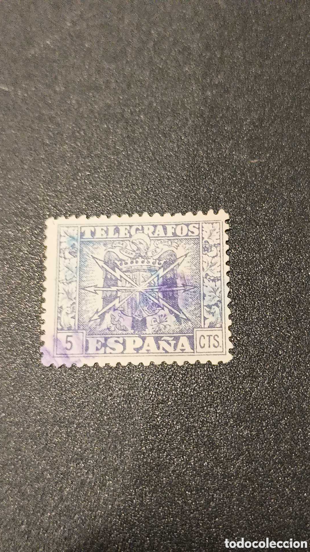 Sellos: Tel&eacute;grafos 5 cts - Foto 1